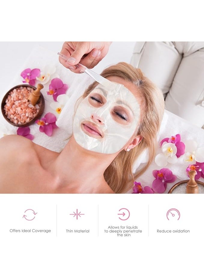 salbsever 200 Sheets Disposable Facial Sheet Mask Face Mask Facial Plastic Mask Set Transparent Moisturizing Face Disposable Face Thin Facial Plastic Wrap Retention for Skin Care DIY Spa Mask - Image 3